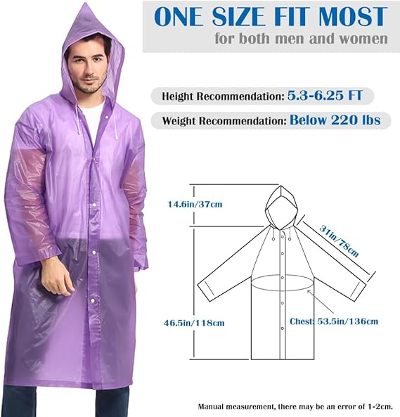 PREMIUM Durable Light weight Eva rain coat Mens Womens Waterproof Raincoats Long Jacket EVA Button Hooded Raincoat Coats Poncho Rainwear