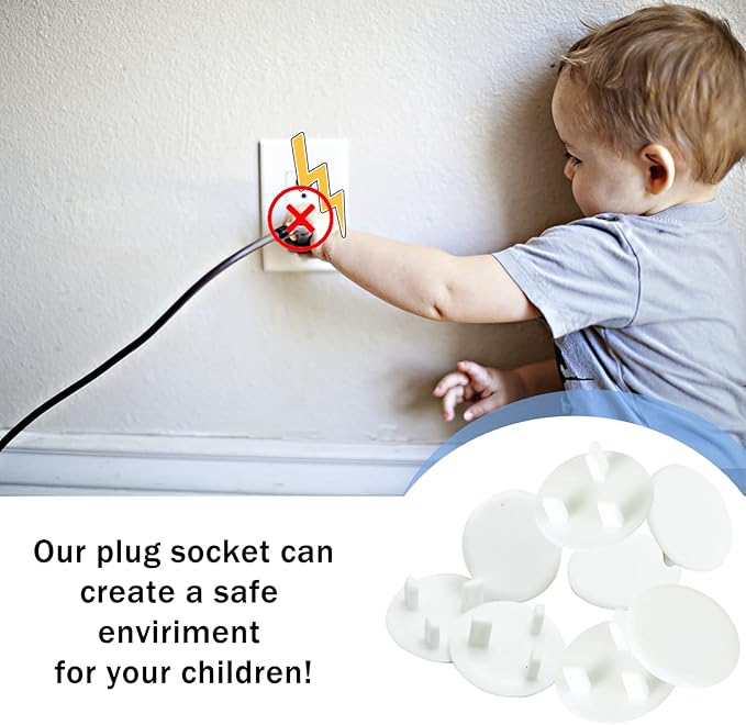 PREMIUM 10pcs set socket safety protectors Plug Socket Covers White Baby Safety Socket Covers Electrical Outlet Socket Protectors Socket Caps, Perfect for Children Safety at Home and School
