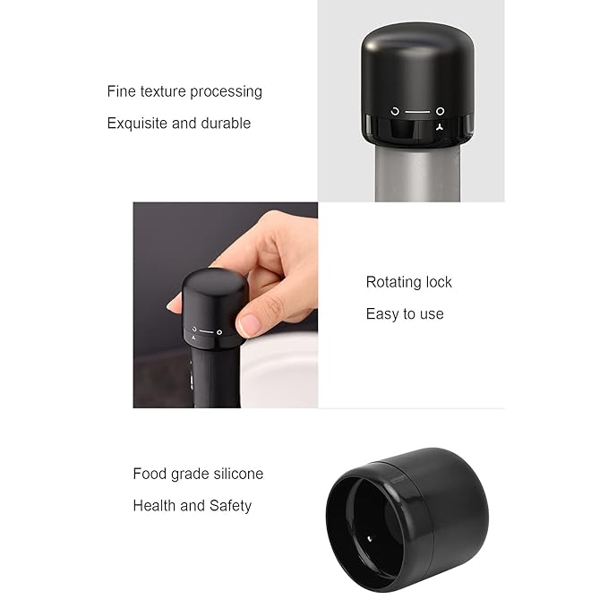 PREMIUM Vacuum Red Wine Bottle Stopper Wine Bottle Stopper, Reusable Champagne Stopper, Wine Preserver Wine Bottle Stoppers with Lock & Unlock Sign for Wine to Keep Ypur Wine Fresh