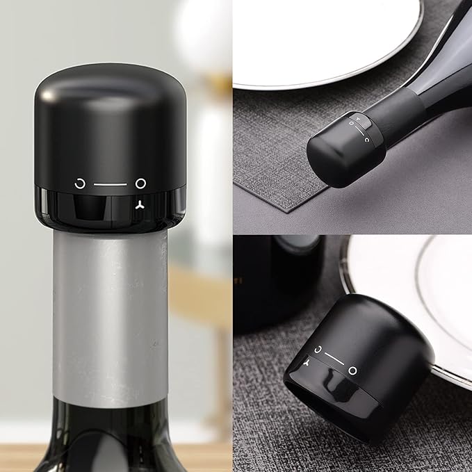 PREMIUM Vacuum Red Wine Bottle Stopper Wine Bottle Stopper, Reusable Champagne Stopper, Wine Preserver Wine Bottle Stoppers with Lock & Unlock Sign for Wine to Keep Ypur Wine Fresh