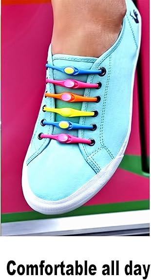 PREMIUM 12pcs Silicone Shoelaces Round Elastic Shoe Laces No Tie Shoelaces for Kids and Adults Stretch Silicone Elastic No Tie Shoe Laces Tie-Free Laces for Sneaker