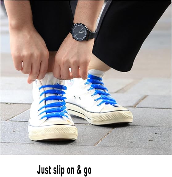 PREMIUM 12pcs Silicone Shoelaces Round Elastic Shoe Laces No Tie Shoelaces for Kids and Adults Stretch Silicone Elastic No Tie Shoe Laces Tie-Free Laces for Sneaker