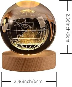 DECORATIVE 3D Earth Crystal LED Ball Night Lamp Warm Light - Compact USB Wall Charger 5V1A Output 1 For Birthday Christmas Astronomy Space Gifts For Boys Girls (Crystal Earth)