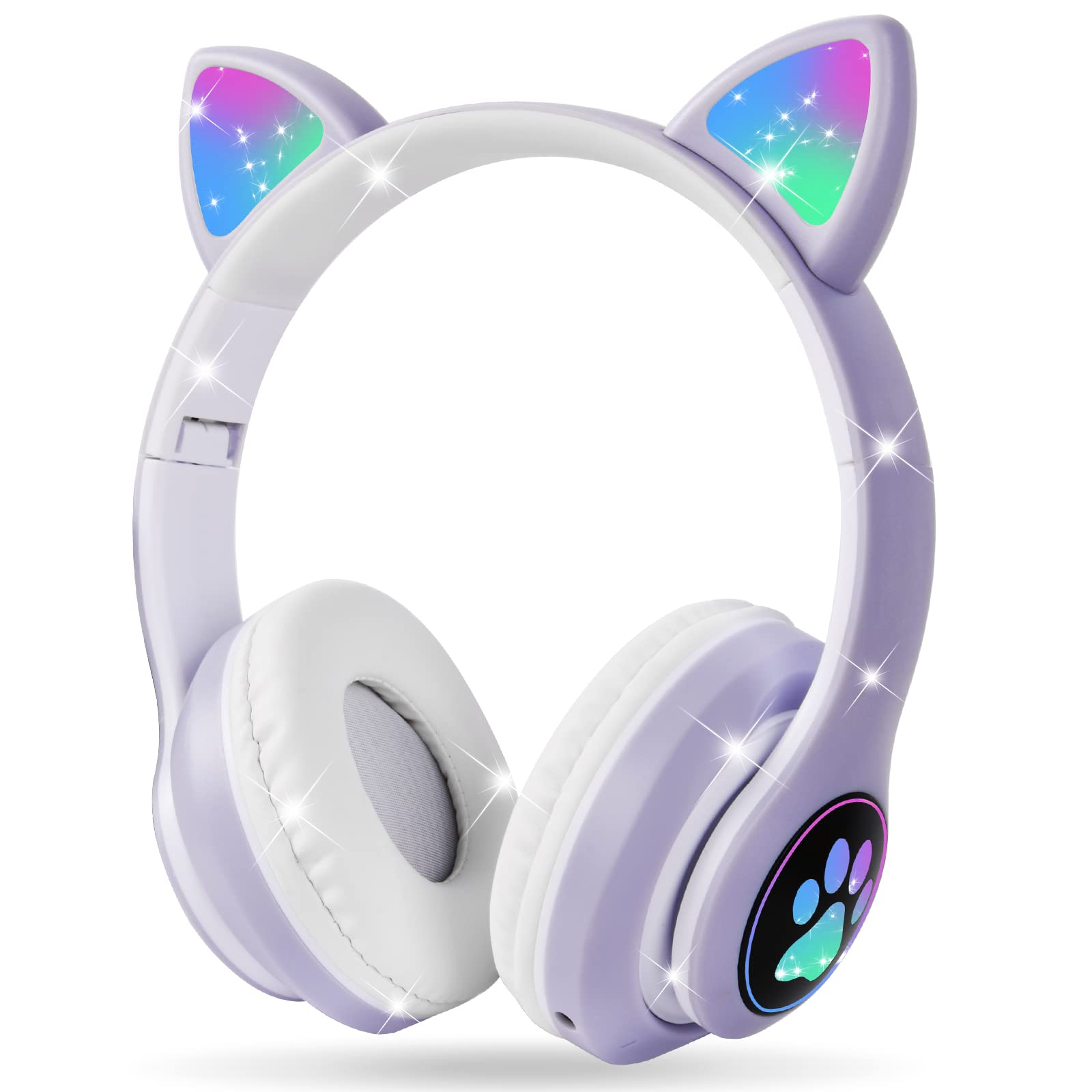 PREMIUM Cat Ear Wireless Headphones (Model VIV-23M) Headphones for School, Bluetooth Wireless Headphones with Microphone for Kids Teens Adults, Cat Ear Headphones for Girls Women