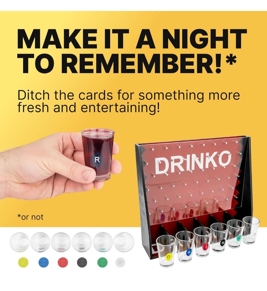 FUN Drinko Gravity Game Party Drinking Game for Adults 6 Shot Glasses for Parties Game Night and Home Bar