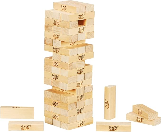 OFFER on CLASSIC Jenga Tower Game - Wooden Blocks Stacking Game for Kids and Adults Wooden Blocks Stacking Tumbling Tower Game | Party Games for Kids & Families