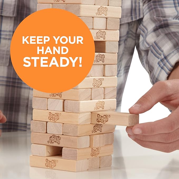 OFFER on CLASSIC Jenga Tower Game - Wooden Blocks Stacking Game for Kids and Adults Wooden Blocks Stacking Tumbling Tower Game | Party Games for Kids & Families
