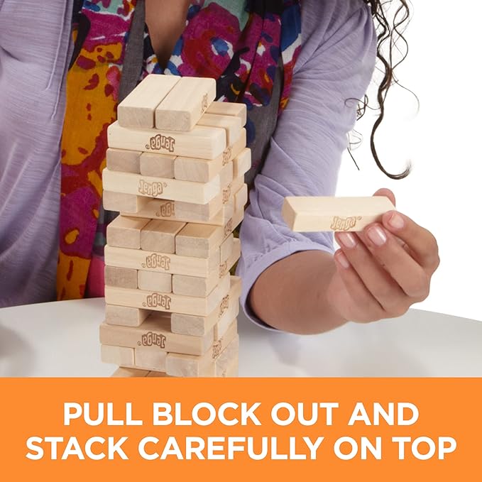OFFER on CLASSIC Jenga Tower Game - Wooden Blocks Stacking Game for Kids and Adults Wooden Blocks Stacking Tumbling Tower Game | Party Games for Kids & Families