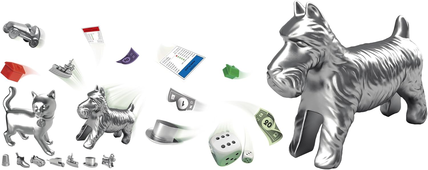 IMRPOVED EDITION Monopoly Game, Family Board Games for 2 to 6 Players & Kids Ages 8 and Up, Includes Tokens