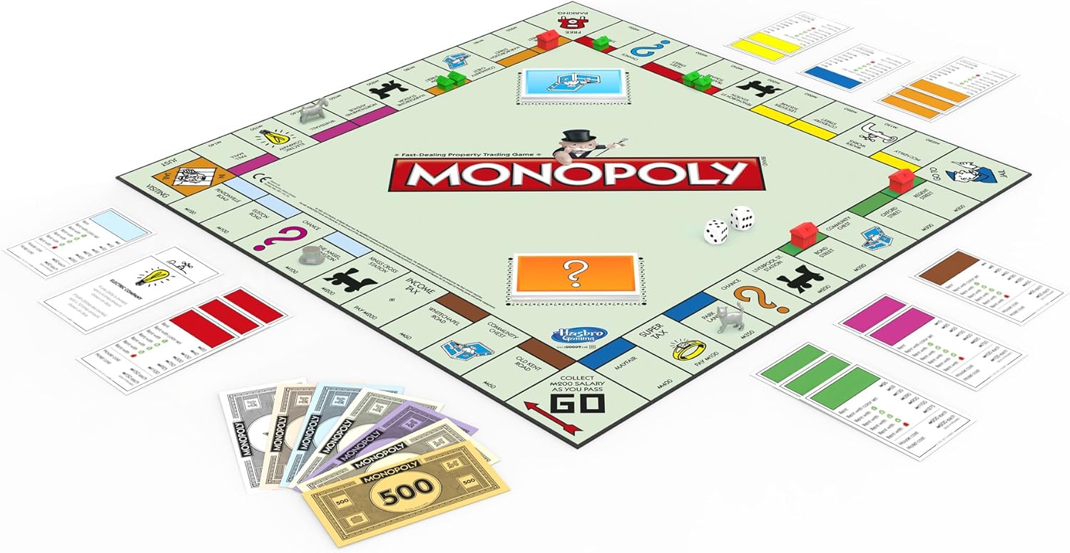 IMRPOVED EDITION Monopoly Game, Family Board Games for 2 to 6 Players & Kids Ages 8 and Up, Includes Tokens