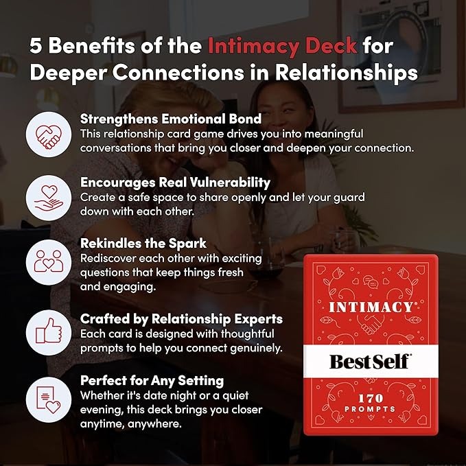 OFFER ON Intimacy Deck – BestSelf Card Game Conversation Starters for Couples to Strong their Fooling, Romance, Fortune, Oppunity and Sardability - Bass Couples Card Game for Valentines Gift