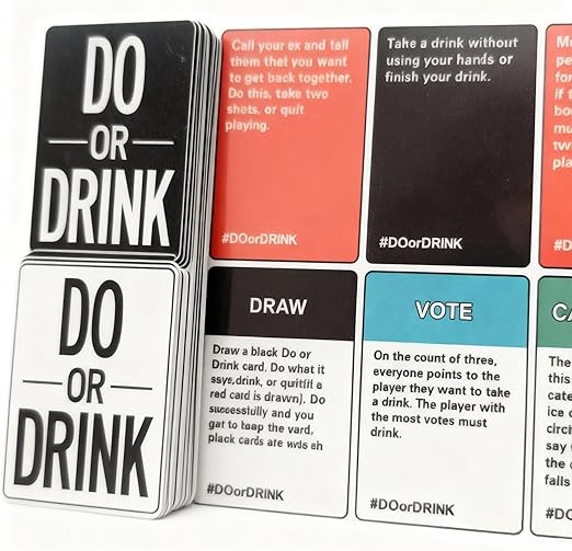 PREMIUM Do Or Drink: Win or Blackout Card Game for Adults - Fun Adult Games for Game Night & Parties - 18th Birthday Gift & Bachelorette Party Games