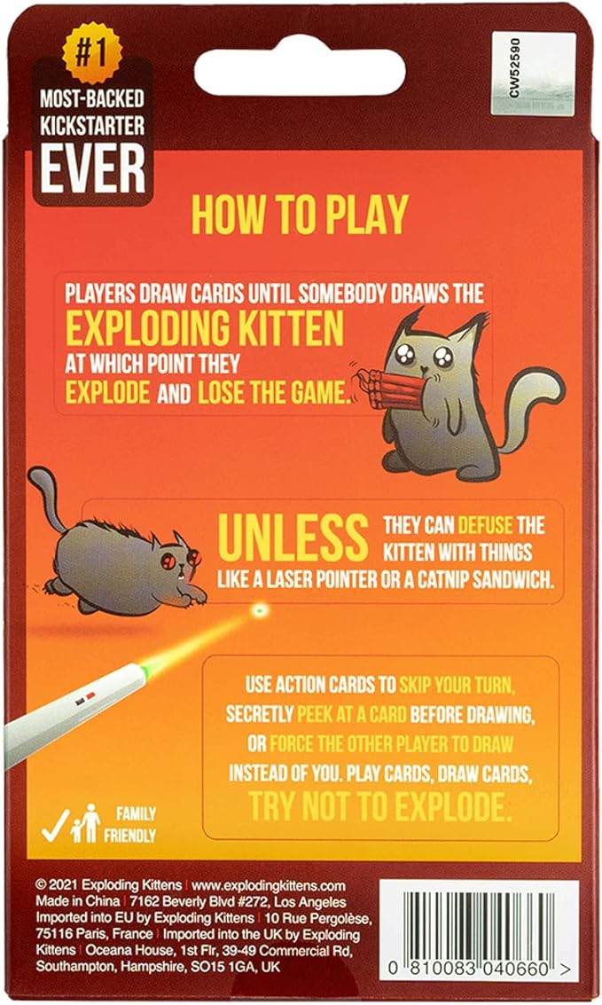 OFFER ON Exploding Kittens: 2-Player Edition High Stakes Card Game - Couples Game, Family Game Night, Kid and Adult Card Game
