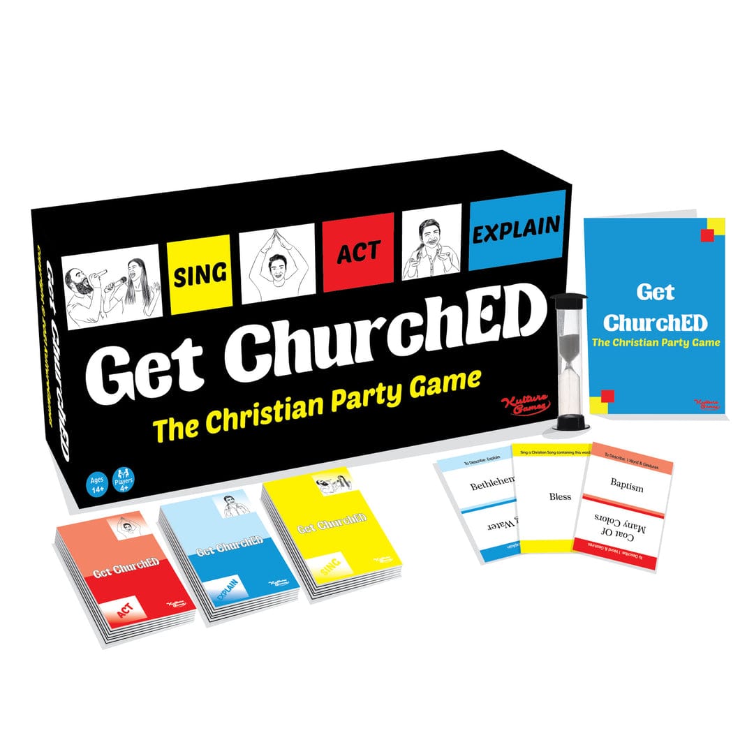 EXCITING Get Churched  | The Christian Party Game| Christian Gifts & Cards | Bible Trivia Game | Charades Games | Family & Youth Groups | Bible Quiz (Sing, Act/Charades, Explain)