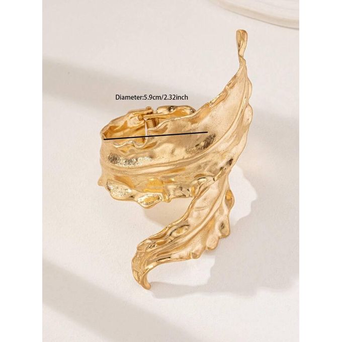 Retro Leaf metallic fold  wrist chunky bangle bracelet
