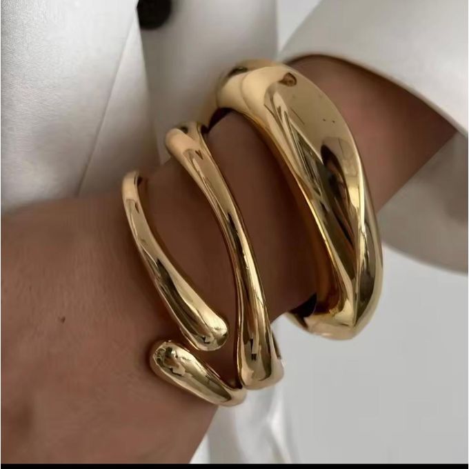 3in 1 Retro style minimal  wide chunky European cuff bangles
