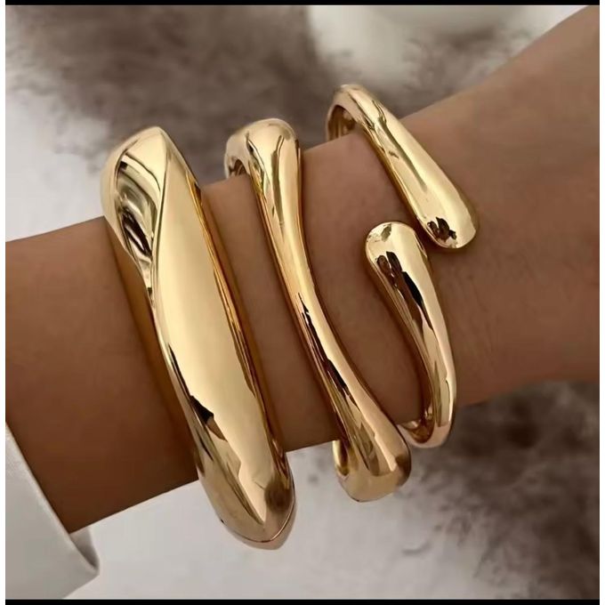 3in 1 Retro style minimal  wide chunky European cuff bangles