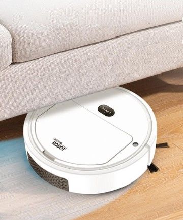 Robot Vacuum USB Charging Automatic Sweep Suck Mop Spray Mist Small Home Appliance Sweeping Robot Vacuum for Carpets , tiles, Hard Hair - white