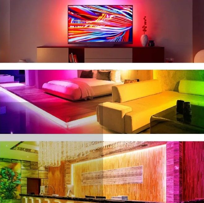 5M LED Strip Light Kit with Remote Control Multicolor Decorative Lighting Set  Wall Lights home décor, TV backlighting, bedrooms, shelves, parties, and ambient lighting with multiple colors and light