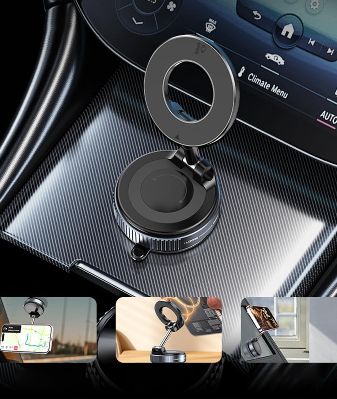 360° Magnetic Phone Holder,Suction Magnetic Foldable Phone Holder for Car