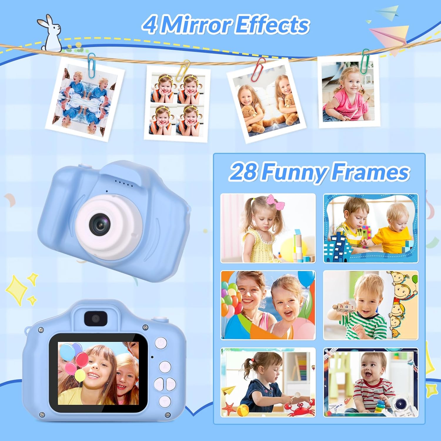 Kids Camera,26MP HD Mini Selfie Digital Camera for Kids,Toddler Camera1080P Video,Outdoor Toy for Holiday,Birthday Xmas Gift for 3-8 Years Old Girl Boy