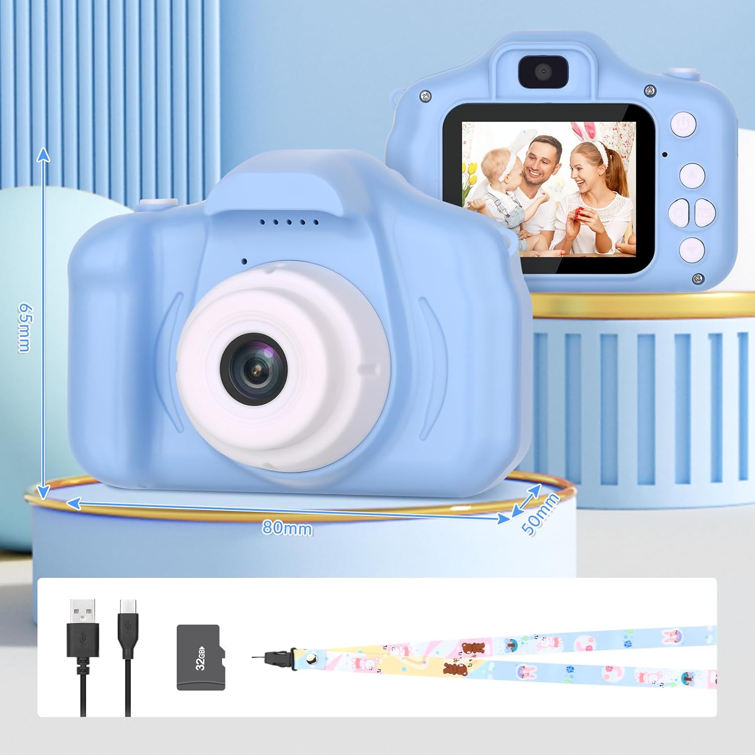 Kids Camera,26MP HD Mini Selfie Digital Camera for Kids,Toddler Camera1080P Video,Outdoor Toy for Holiday,Birthday Xmas Gift for 3-8 Years Old Girl Boy