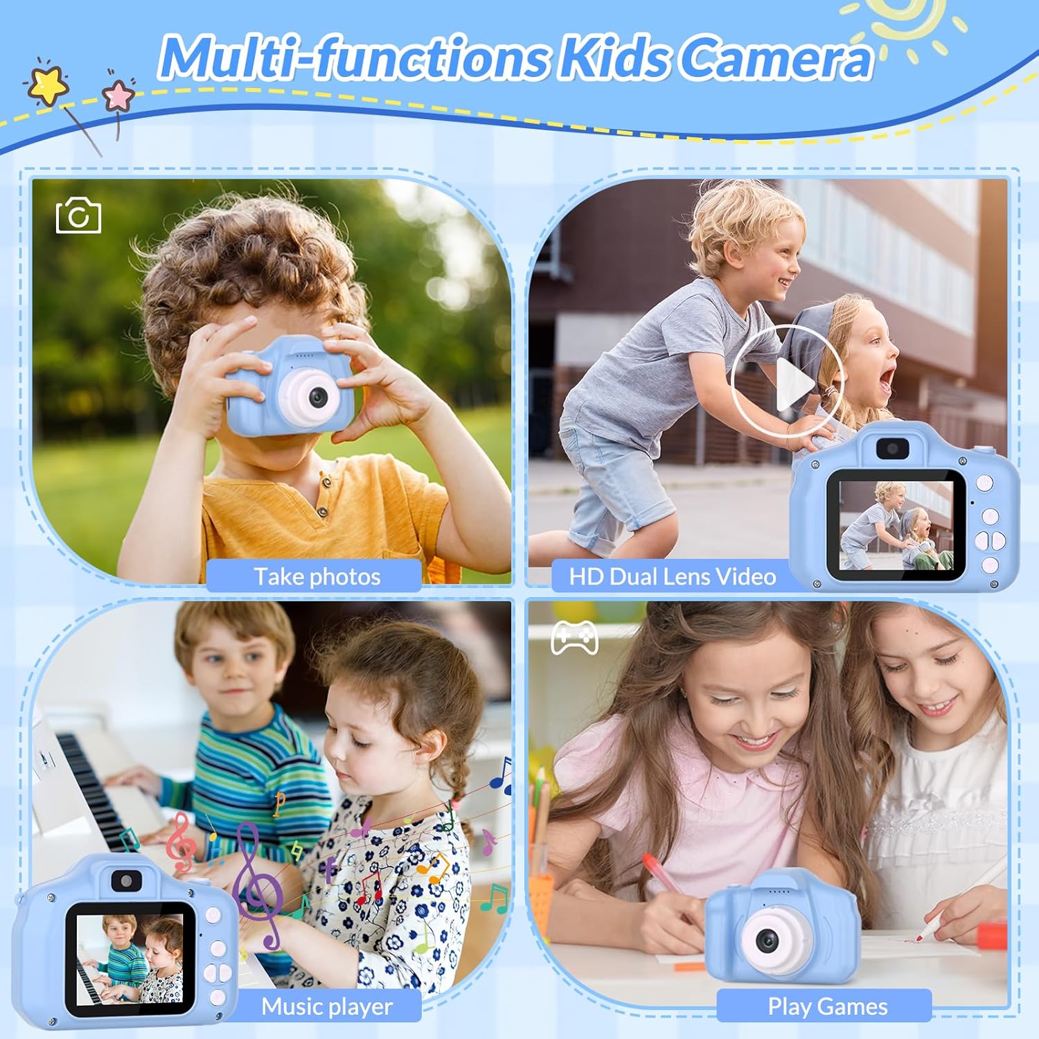 Kids Camera,26MP HD Mini Selfie Digital Camera for Kids,Toddler Camera1080P Video,Outdoor Toy for Holiday,Birthday Xmas Gift for 3-8 Years Old Girl Boy