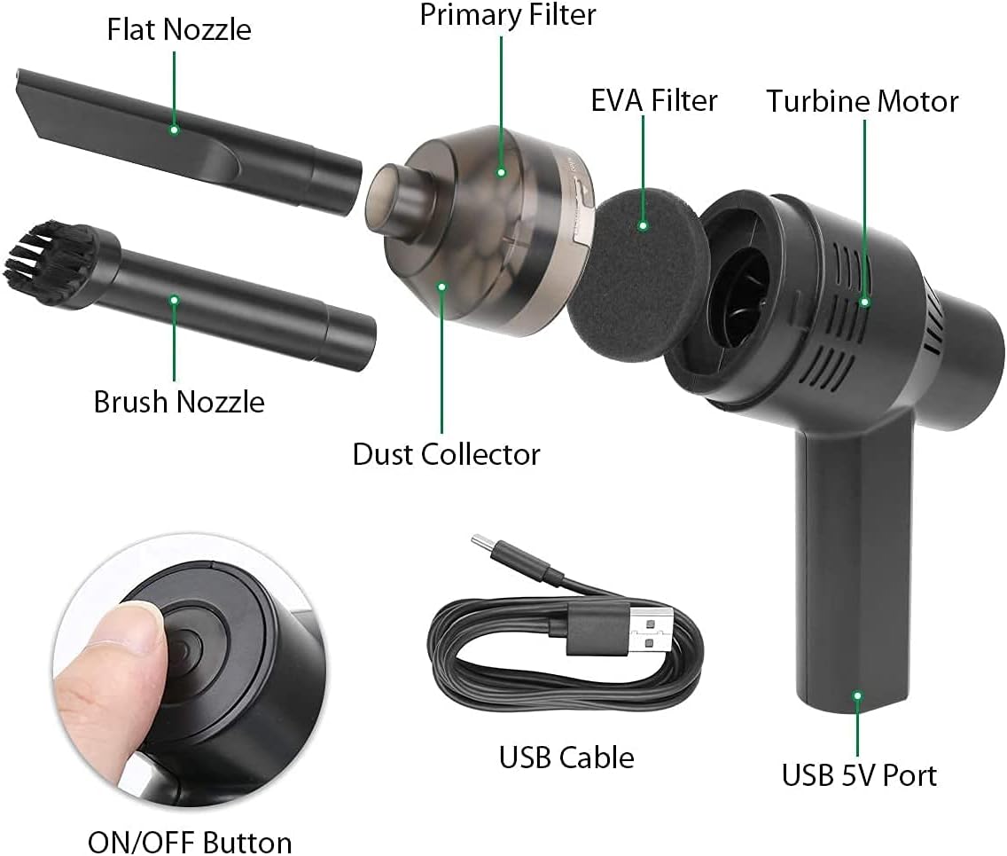18W,New Cordless Mini Computer Vacuum, Portable Vacuum Cleaner Keyboard Cleaner Kit - Cleaning Dust, Hairs, Crumbs, Scraps, Ash for Laptop, Keyboard, Computer,Car, Pet House, Sewing Machine