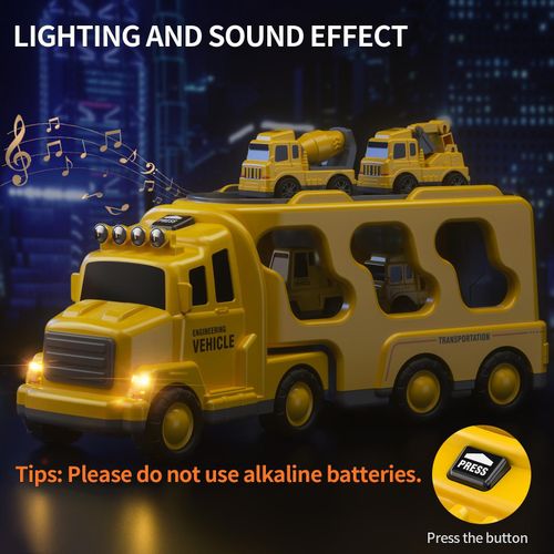 Construction Truck Boy Toys for Engineering Transport Vehicle Carrier Truck, Kids Excavator Crane Gift Toys for Boys & Girls Aged 4-6