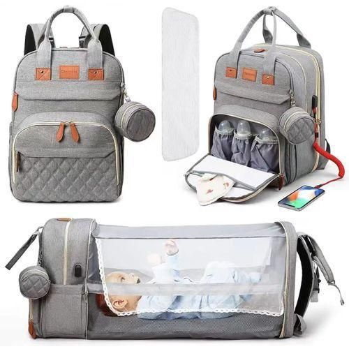 Foldable 3-in-1 Diaper Bag Mother And Baby Bag With USB Charging Maternity Waterproof Diaper Backpack/Bag