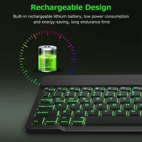 10" Wireless BT Keyboard Ultra-thin Rechargeable Mixed Light