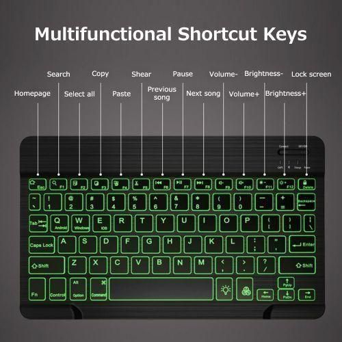 10" Wireless BT Keyboard Ultra-thin Rechargeable Mixed Light