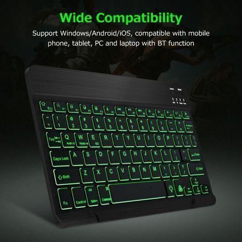 10" Wireless BT Keyboard Ultra-thin Rechargeable Mixed Light
