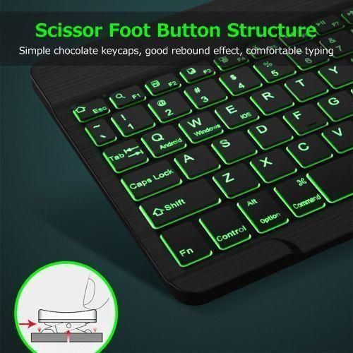 10" Wireless BT Keyboard Ultra-thin Rechargeable Mixed Light