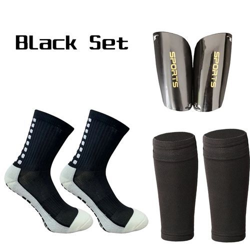 3pcs Anti-Slip Football Sock Guards Kit For Adults Highly Elastic - Black