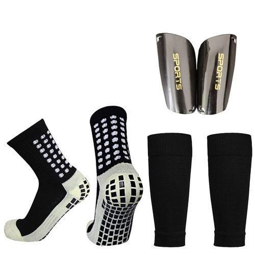 3pcs Anti-Slip Football Sock Guards Kit For Adults Highly Elastic - Black