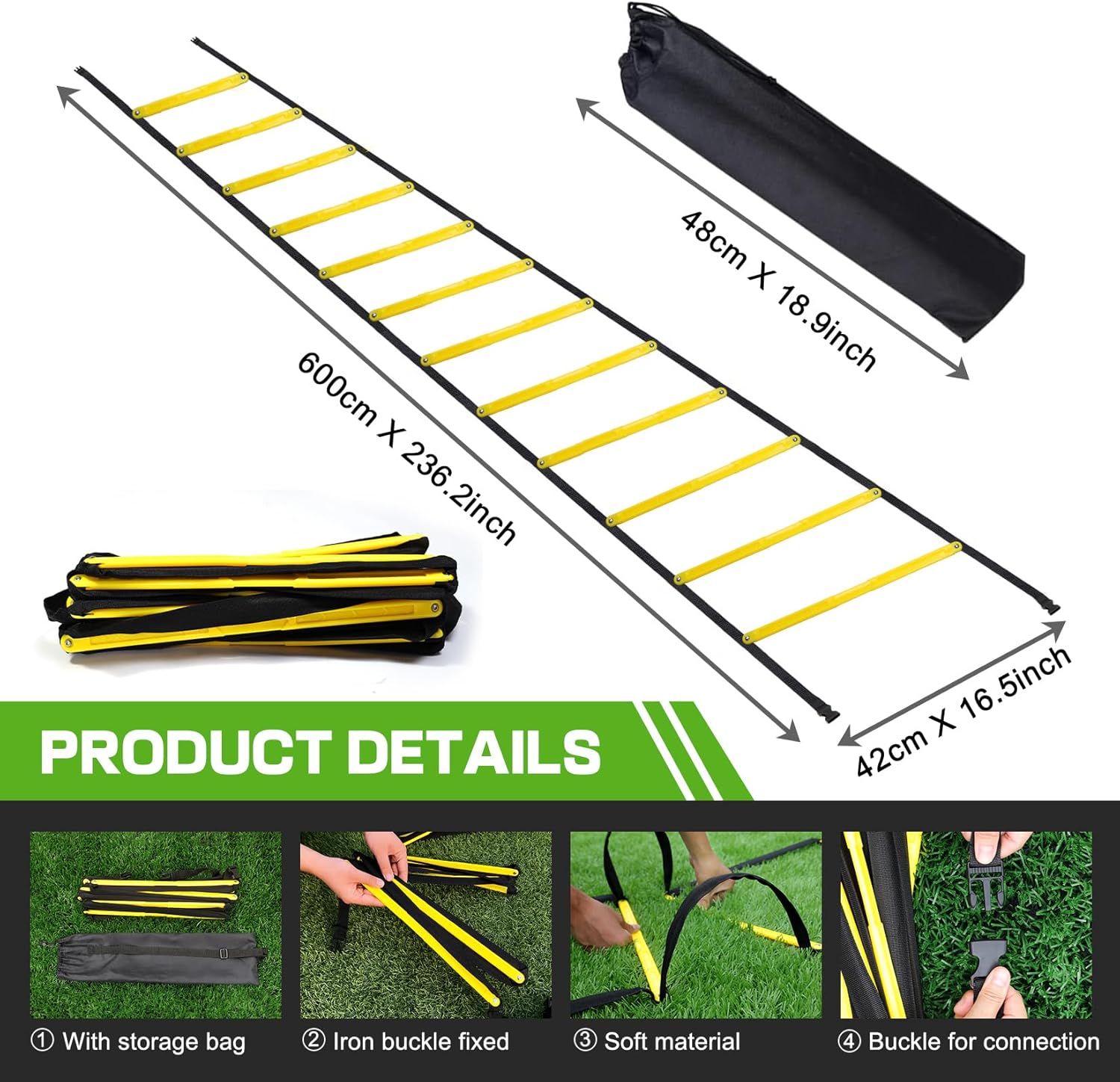 Happy Jump Agility Ladder 12 Rung 20 FT Speed Training Ladder Drill Sports Workout Equipment for Football Soccer Footwork Exercise