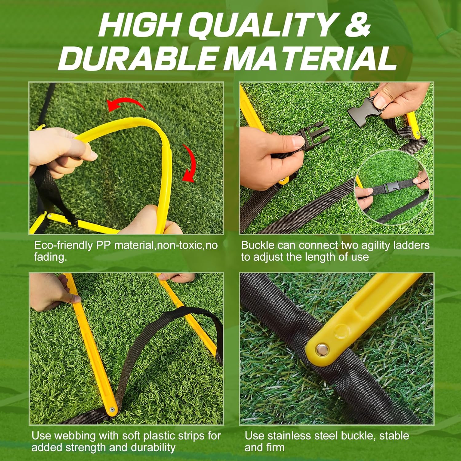 Happy Jump Agility Ladder 12 Rung 20 FT Speed Training Ladder Drill Sports Workout Equipment for Football Soccer Footwork Exercise