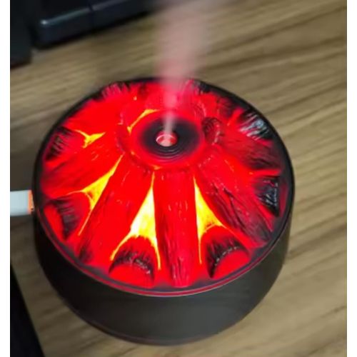 New Simulation 3D Mini Humidifier, Simulated Charcoal Fire Personal Desktop Air Humidifier with No-Water Auto-Off Protection 300ml Super Quiet Cool Mist for Bedroom Office Car Mini Usb