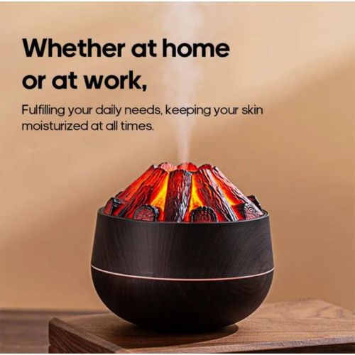 New Simulation 3D Mini Humidifier, Simulated Charcoal Fire Personal Desktop Air Humidifier with No-Water Auto-Off Protection 300ml Super Quiet Cool Mist for Bedroom Office Car Mini Usb