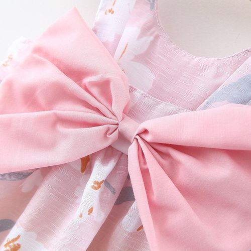 Girl Dress Hanging Strap Big Bow Princess Dress Party Dress With Hat For 0-3 Years Old Baby
