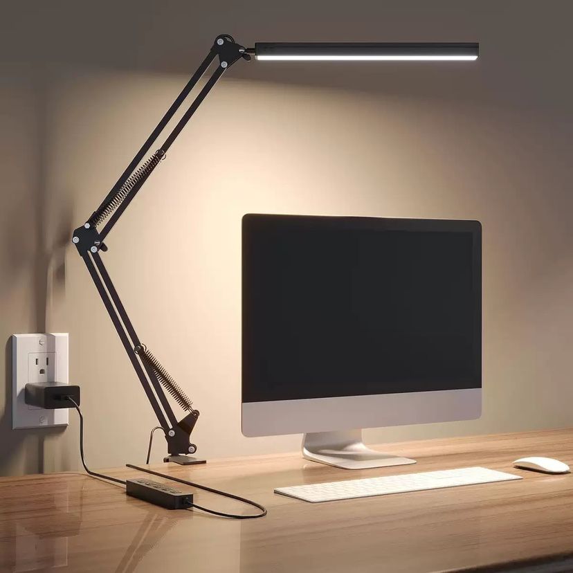 12W LED Foldable Eye Care Desk Lamp With 10 Brightness Level, 3 Lighting Modes Light/Reading Light