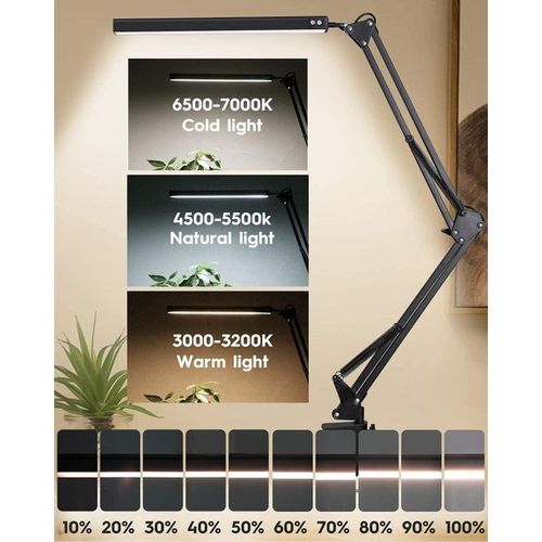 12W LED Foldable Eye Care Desk Lamp With 10 Brightness Level, 3 Lighting Modes Light/Reading Light