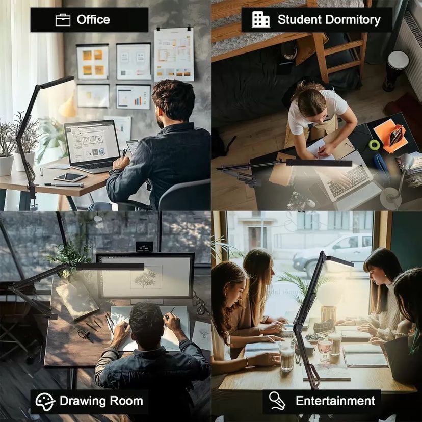 12W LED Foldable Eye Care Desk Lamp With 10 Brightness Level, 3 Lighting Modes Light/Reading Light