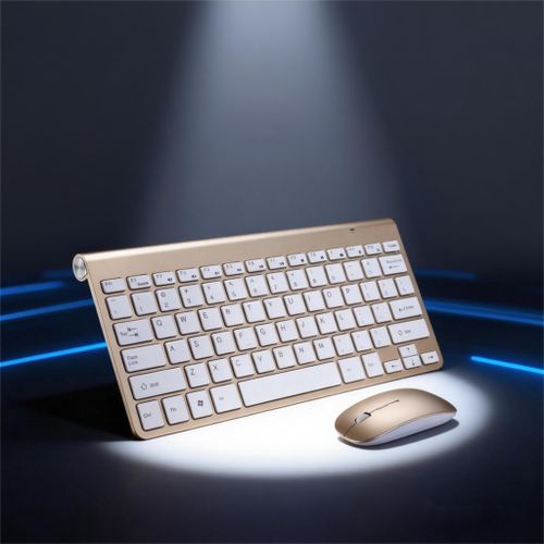 Ultra-Portable 2-in-1 Wireless Gold Keyboard & Mouse for iPad/Tablet