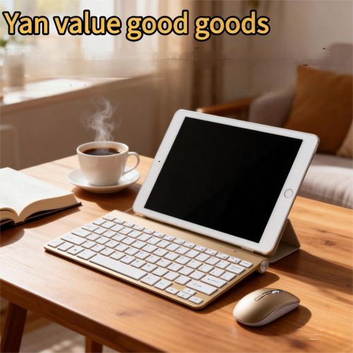 Ultra-Portable 2-in-1 Wireless Gold Keyboard & Mouse for iPad/Tablet