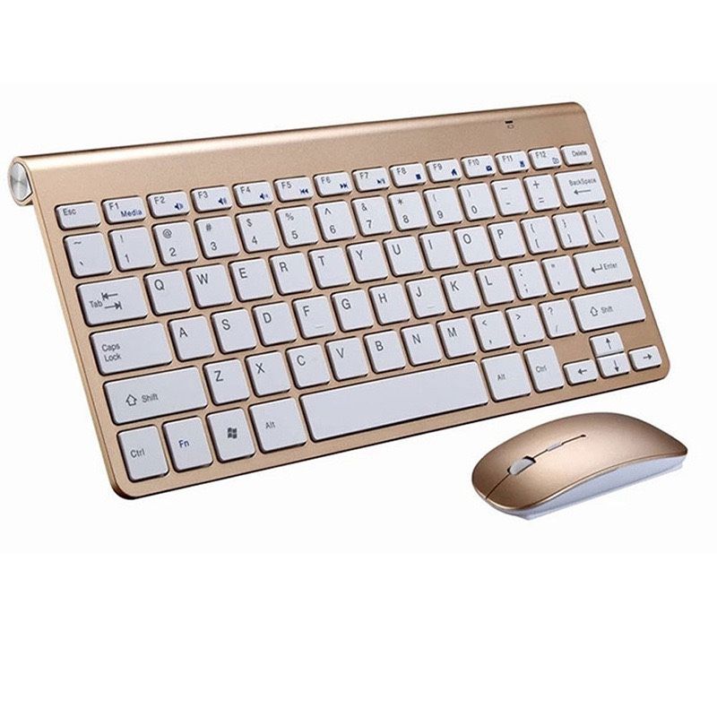 Ultra-Portable 2-in-1 Wireless Gold Keyboard & Mouse for iPad/Tablet