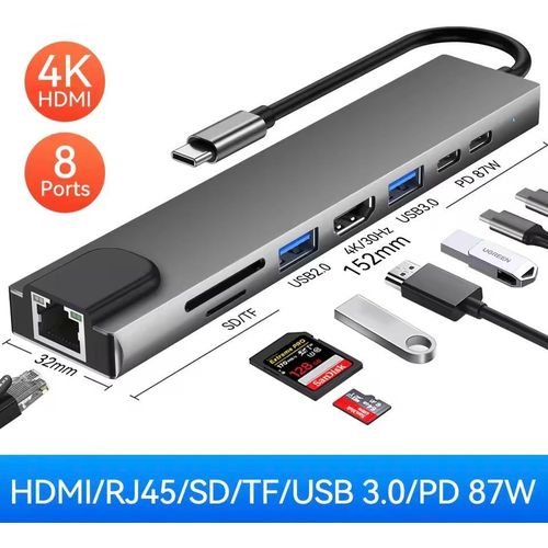 8 in 1 USB Type-C Charging HUB Adapter with 4K HDMI