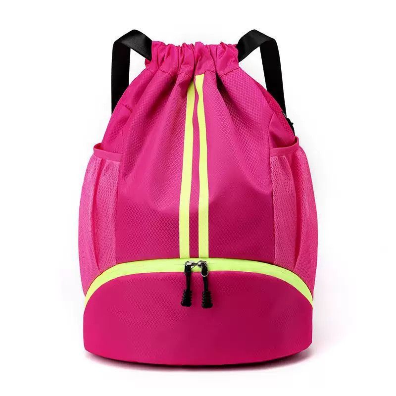 Drawstring Backpack Water Resistant String Bag with Side Mesh Pockets Shoe Compartment Gym Backpack for Women & Men Navy