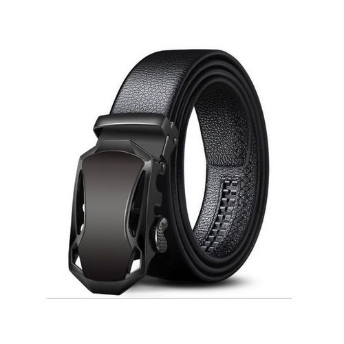 Men's Belt Leather Automatic Buckle Belts-Black